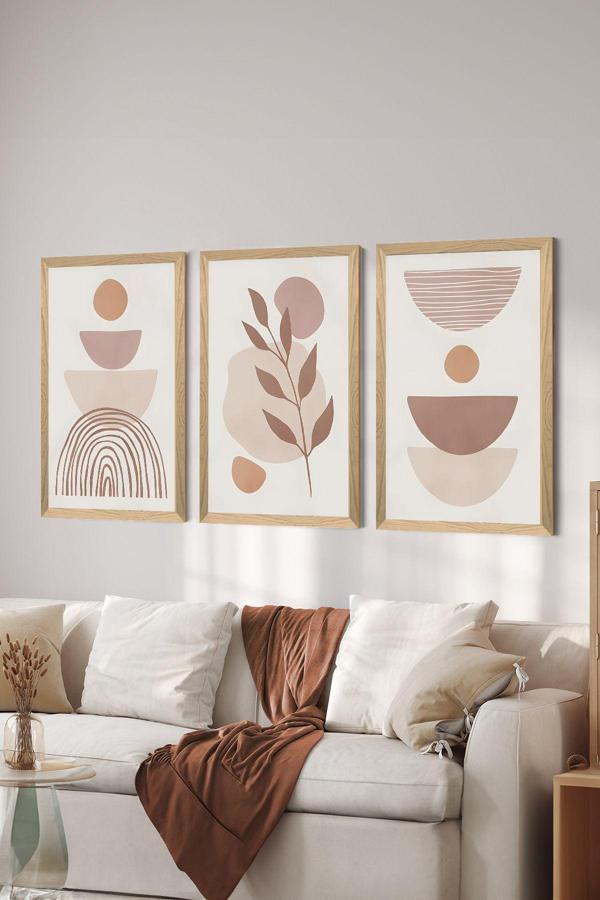 Artavessa 3 Parça Ahşap Çerçeve Görünümlü Mdf Poster Tablo Seti - Set 45 - Image 1