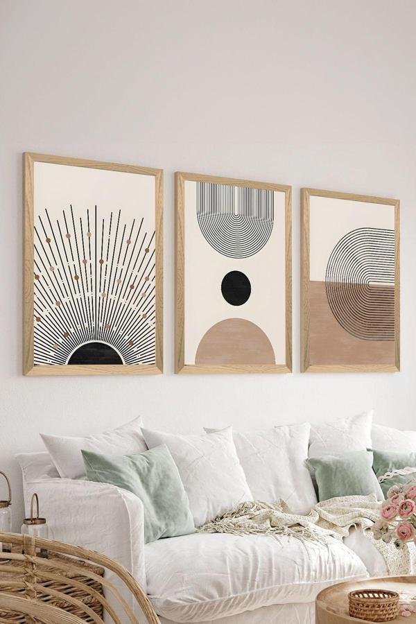 Artavessa 3 Parça Ahşap Çerçeve Görünümlü Mdf Poster Tablo Seti - Set 12 - Image 1