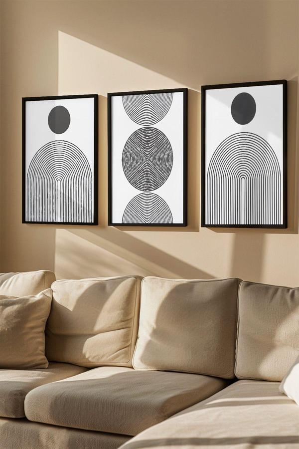 Artavessa 3 Parça Gerçek Ahşap Renkli Çerçeveli Tablo Seti - Model 41 - Image 1