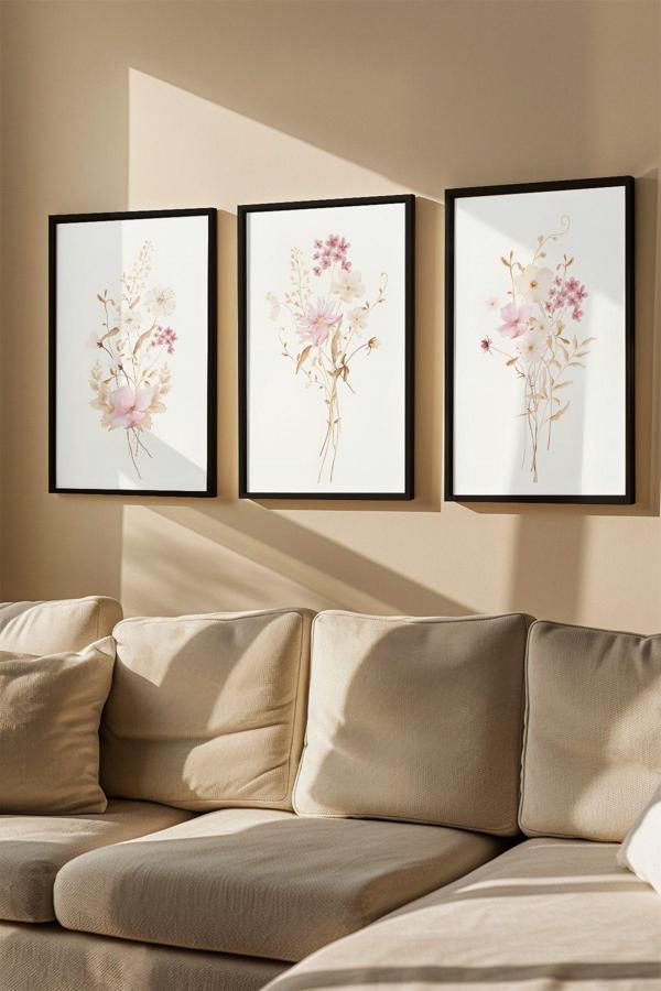 Artavessa 3 Parça Gerçek Ahşap Renkli Çerçeveli Tablo Seti - Model 19 - Image 1
