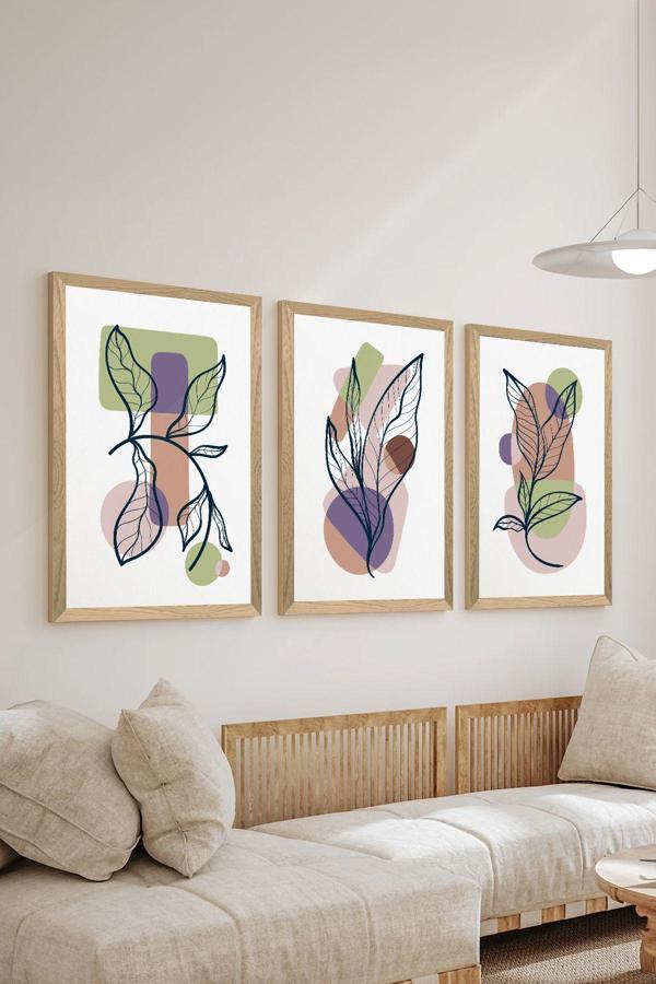 Artavessa 3 Parça Ahşap Çerçeve Görünümlü Mdf Poster Tablo Seti - Set 102 - Image 1