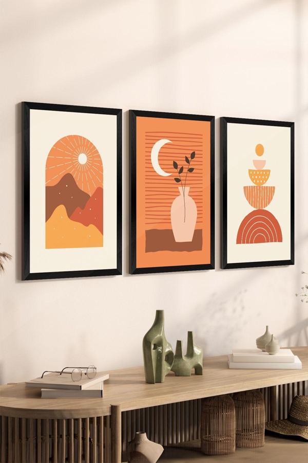 Artavessa 3 Parça Siyah Çerçeve Görünümlü Mdf Tablo Seti - Set 25 - Image 1