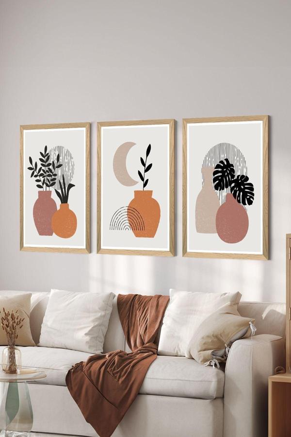 Artavessa 3 Parça Ahşap Çerçeve Görünümlü Mdf Poster Tablo Seti - Set 112 - Image 1
