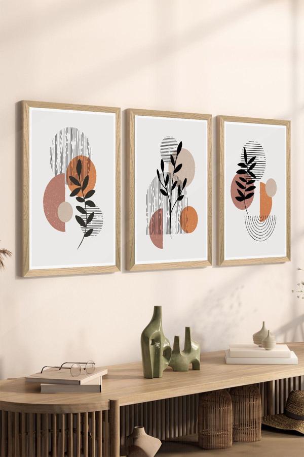 Artavessa 3 Parça Ahşap Çerçeve Görünümlü Mdf Poster Tablo Seti - Set 113 - Image 1