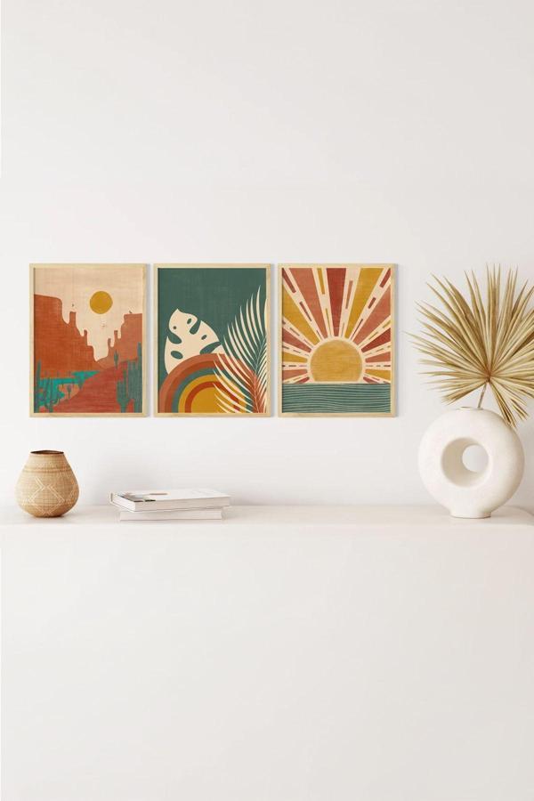 Artavessa Gerçek Ahşap Çerçeveli 3 Parça 3D Poster Tablo Seti - Image 1