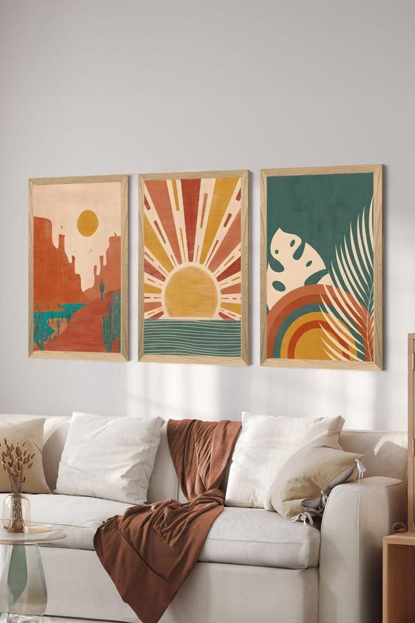 Artavessa 3 Parça Ahşap Çerçeve Görünümlü Mdf Poster Tablo Seti - Set 13 - Image 1