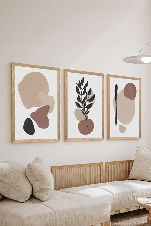 Artavessa 3 Parça Ahşap Çerçeve Görünümlü Mdf Poster Tablo Seti - Set 67 - Image 1