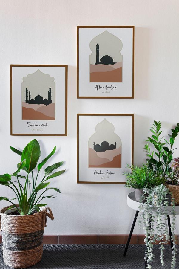 Artavessa 3 Parça Kahverengi Gerçek Ahşap Çerçeveli Tablo Seti - Model 23 - Image 1