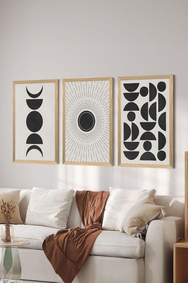 Artavessa 3 Parça Ahşap Çerçeve Görünümlü Mdf Poster Tablo Seti - Set 73 - Image 1