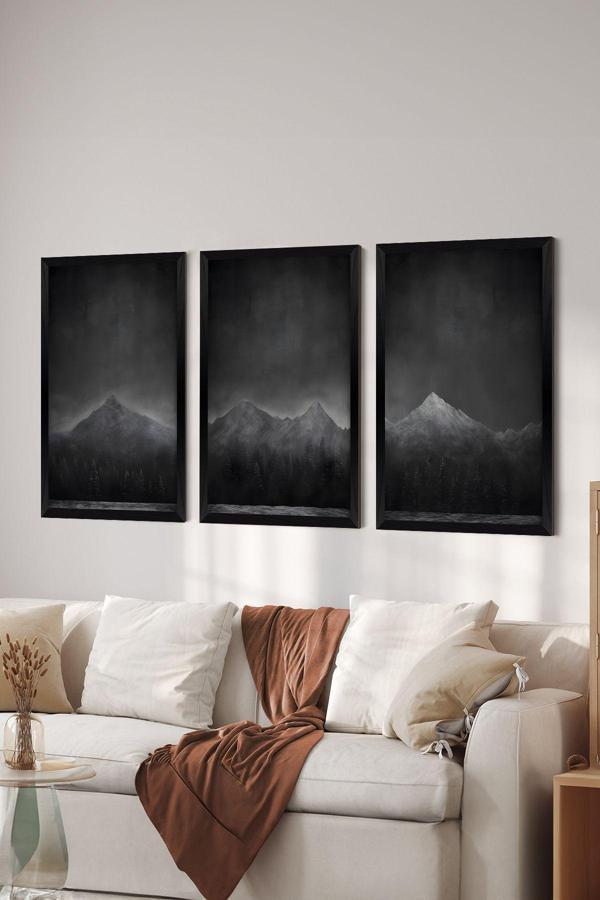 Artavessa 3 Parça Siyah Çerçeve Görünümlü Mdf Poster Tablo Seti - Set 17 - Image 1
