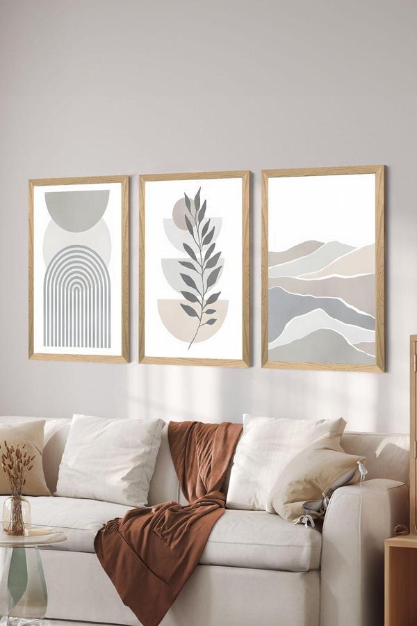 Artavessa 3 Parça Ahşap Çerçeve Görünümlü Mdf Poster Tablo Seti - Set 65 - Image 1