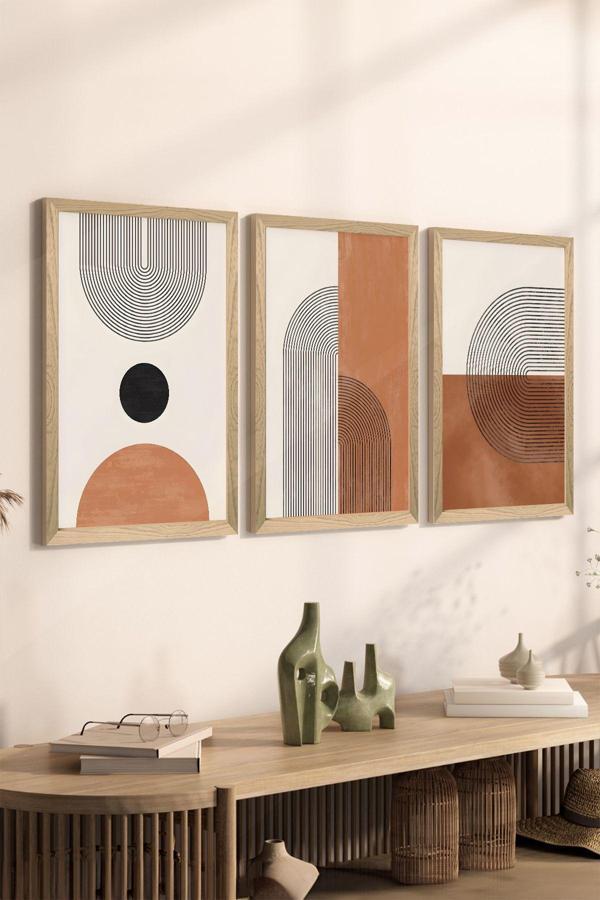 Artavessa 3 Parça Ahşap Çerçeve Görünümlü Mdf Poster Tablo Seti - Set 10 - Image 1