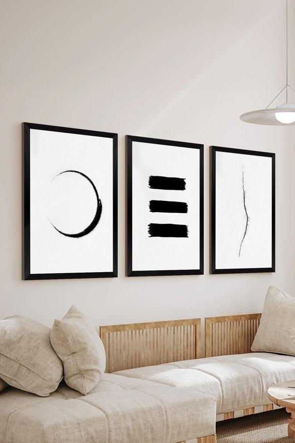 Artavessa 3 Parça Siyah Çerçeve Görünümlü Mdf Poster Tablo Seti - Set 39 - Image 1