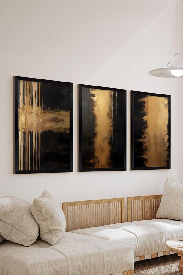 Artavessa 3 Parça Siyah Çerçeve Görünümlü Mdf Poster Tablo Seti - Set 3 - Image 1