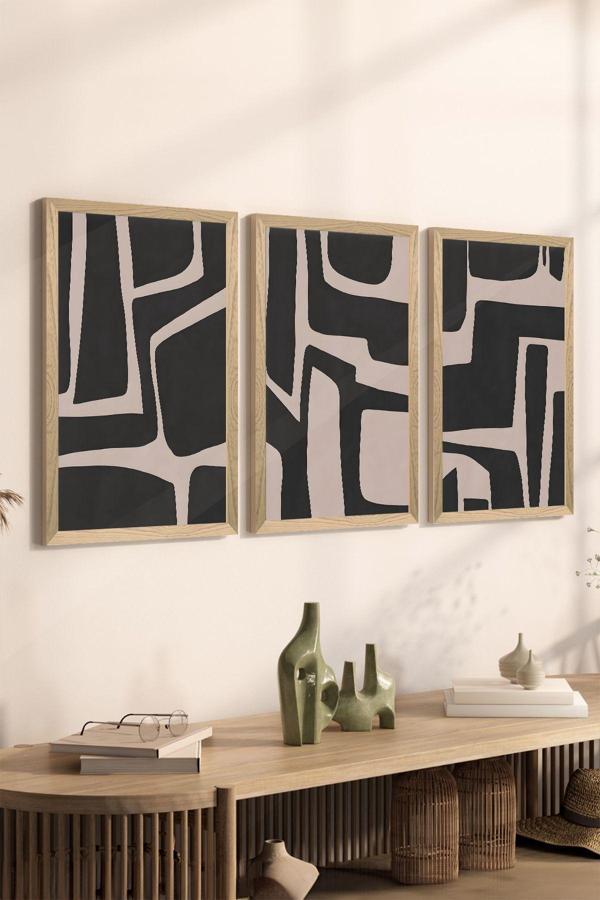 Artavessa 3 Parça Ahşap Çerçeve Görünümlü Mdf Poster Tablo Seti - Set 38 - Image 1