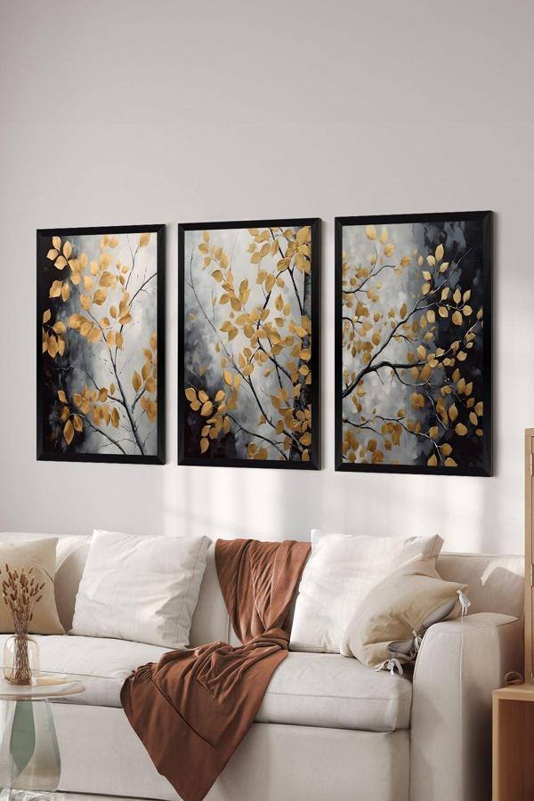 Artavessa 3 Parça Siyah Çerçeve Görünümlü Mdf Poster Tablo Seti - Set 5 - Image 1