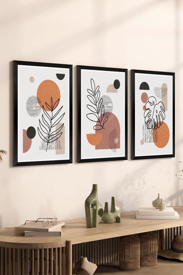 Artavessa 3 Parça Siyah Çerçeve Görünümlü Mdf Tablo Seti - Set 11 - Image 1