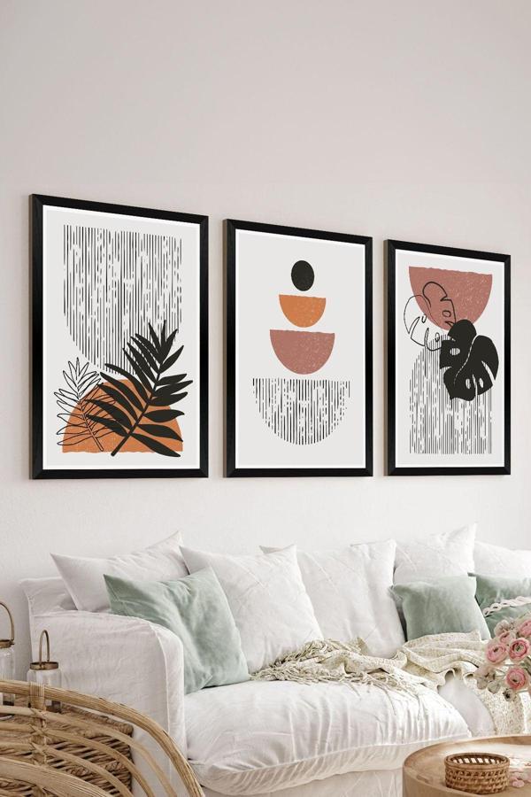 Artavessa 3 Parça Siyah Çerçeve Görünümlü Mdf Tablo Seti - Set 12 - Image 1