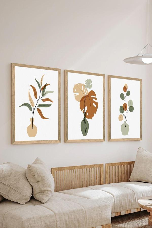 Artavessa 3 Parça Ahşap Çerçeve Görünümlü Mdf Poster Tablo Seti - Set 94 - Image 1