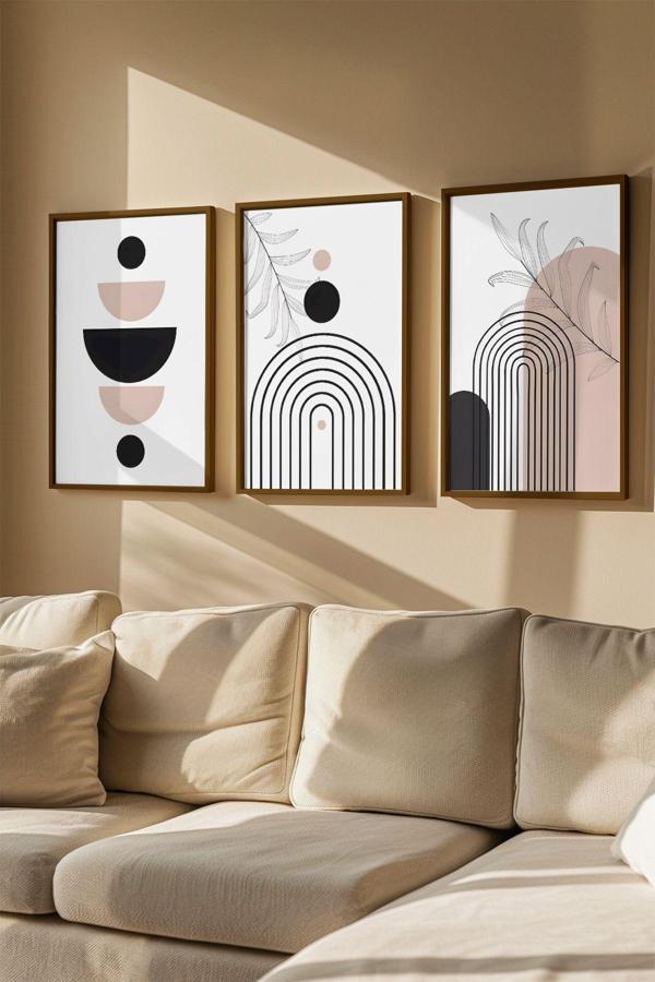 Artavessa 3 Parça Gerçek Ahşap Renkli Çerçeveli Tablo Seti - Model 12 - Image 1
