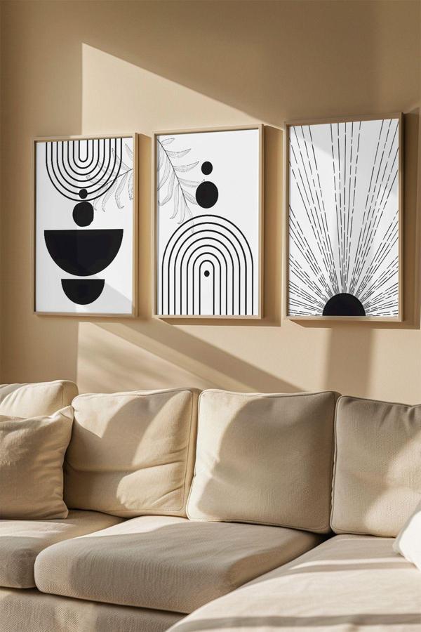 Artavessa 3 Parça Gerçek Ahşap Renkli Çerçeveli Tablo Seti - Model 15 - Image 1