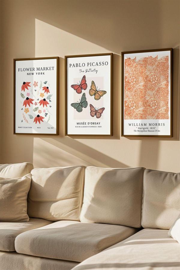 Artavessa 3 Parça Gerçek Ahşap Renkli Çerçeveli Tablo Seti - Model 20 - Image 1