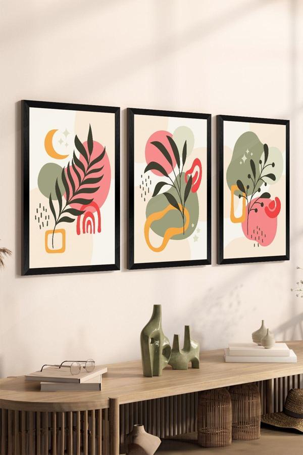 Artavessa 3 Parça Siyah Çerçeve Görünümlü Mdf Tablo Seti - Set 19 - Image 1