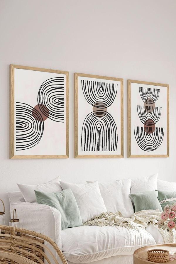 Artavessa 3 Parça Ahşap Çerçeve Görünümlü Mdf Poster Tablo Seti - Set 72 - Image 1