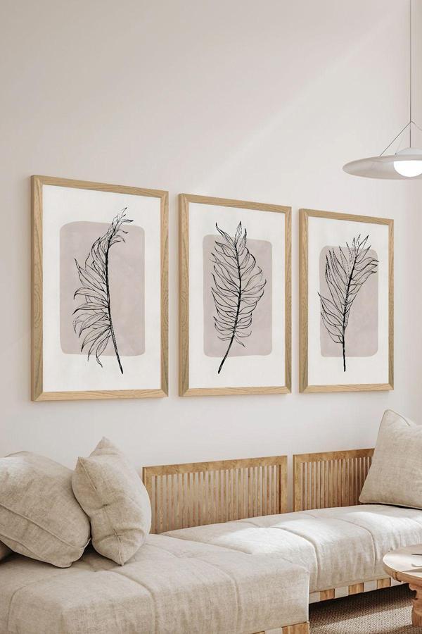 Artavessa 3 Parça Ahşap Çerçeve Görünümlü Mdf Poster Tablo Seti - Set 75 - Image 1