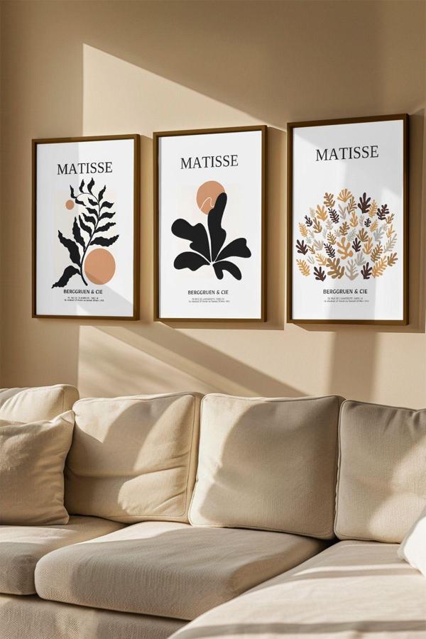 Artavessa 3 Parça Gerçek Ahşap Renkli Çerçeveli Tablo Seti - Model 25 - Image 1