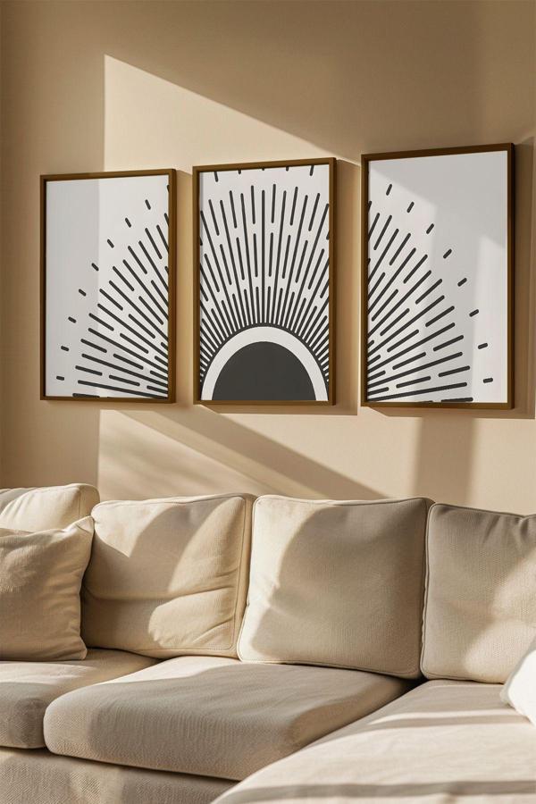Artavessa 3 Parça Gerçek Ahşap Renkli Çerçeveli Tablo Seti - Model 39 - Image 1