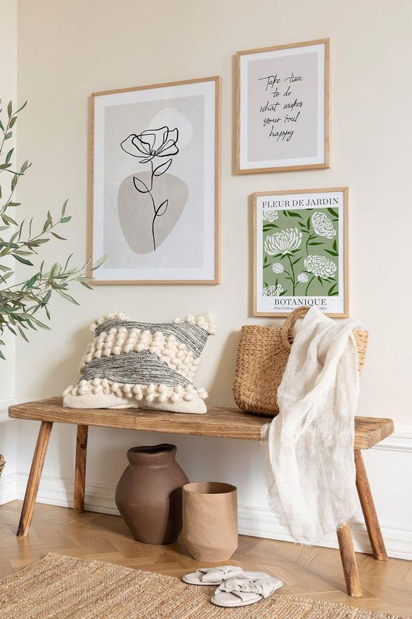 Artavessa 3 Parça Ahşap Çerçeve Görünümlü Mdf Tablo Seti - Image 1