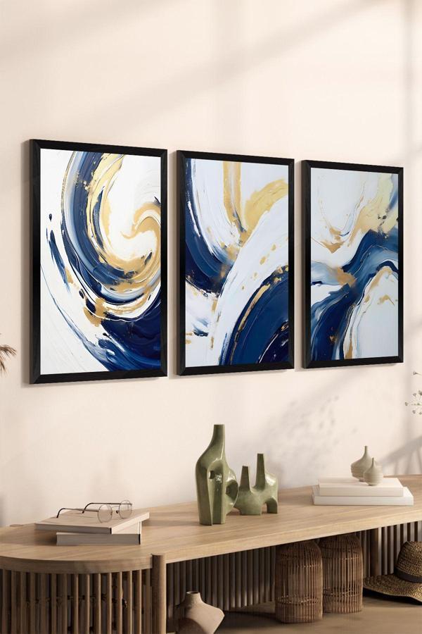 Artavessa 3 Parça Siyah Çerçeve Görünümlü Mdf Poster Tablo Seti - Set 22 - Image 1