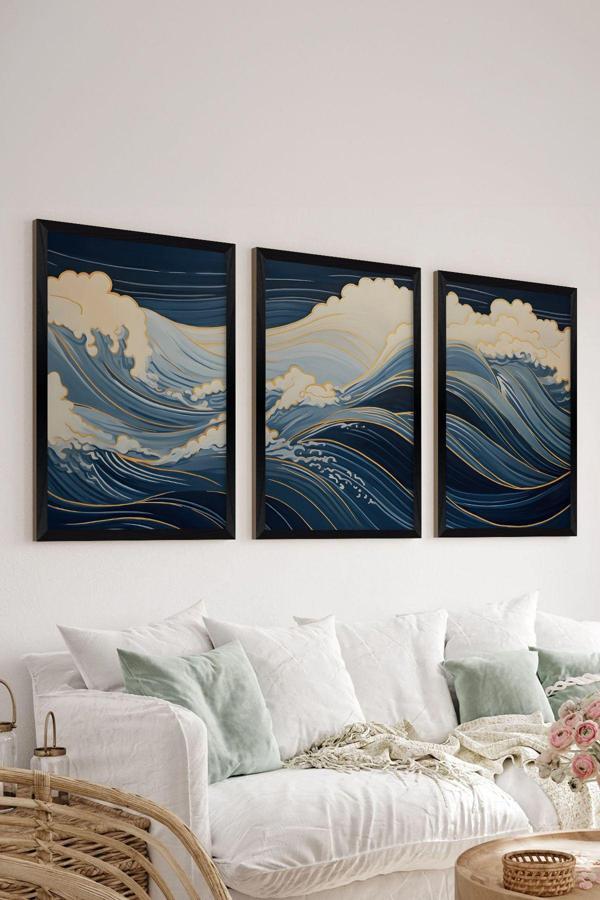 Artavessa 3 Parça Siyah Çerçeve Görünümlü Mdf Poster Tablo Seti - Set 4 - Image 1