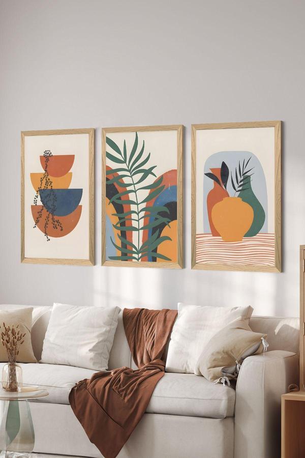 Artavessa 3 Parça Ahşap Çerçeve Görünümlü Mdf Poster Tablo Seti - Set 2 - Image 1