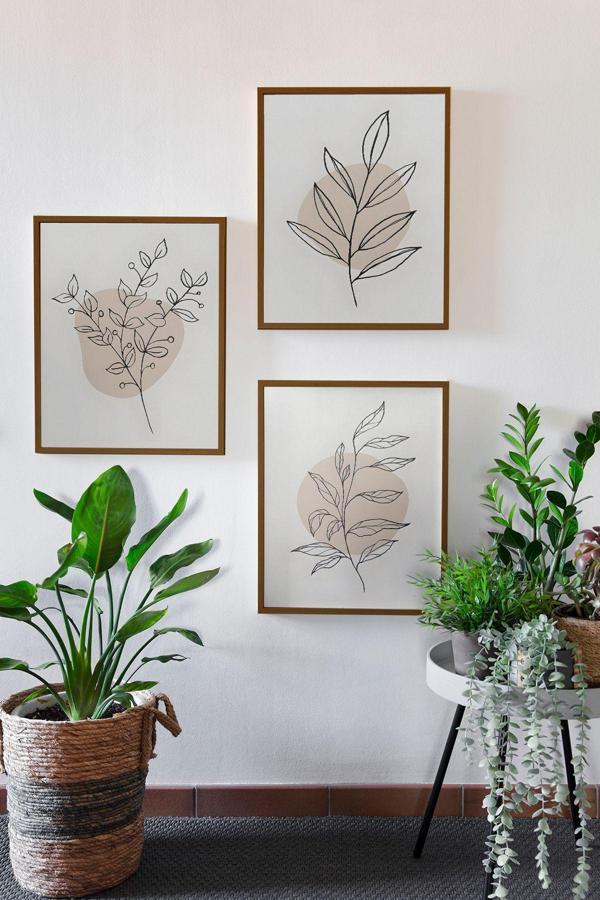 Artavessa 3 Parça Kahverengi Gerçek Ahşap Çerçeveli Tablo Seti - Model 11 - Image 1