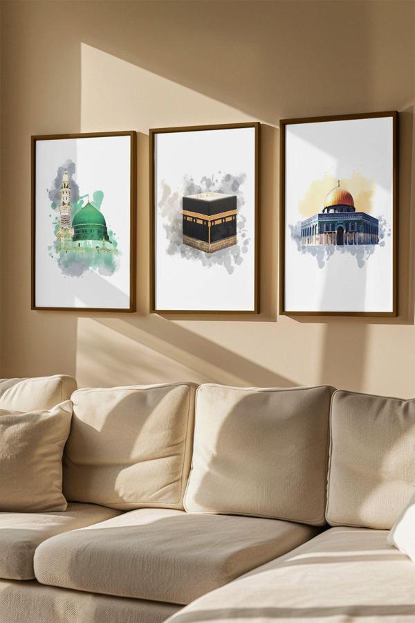 Artavessa 3 Parça Kahverengi Gerçek Ahşap Çerçeveli Tablo Seti - Model 15 - Image 1