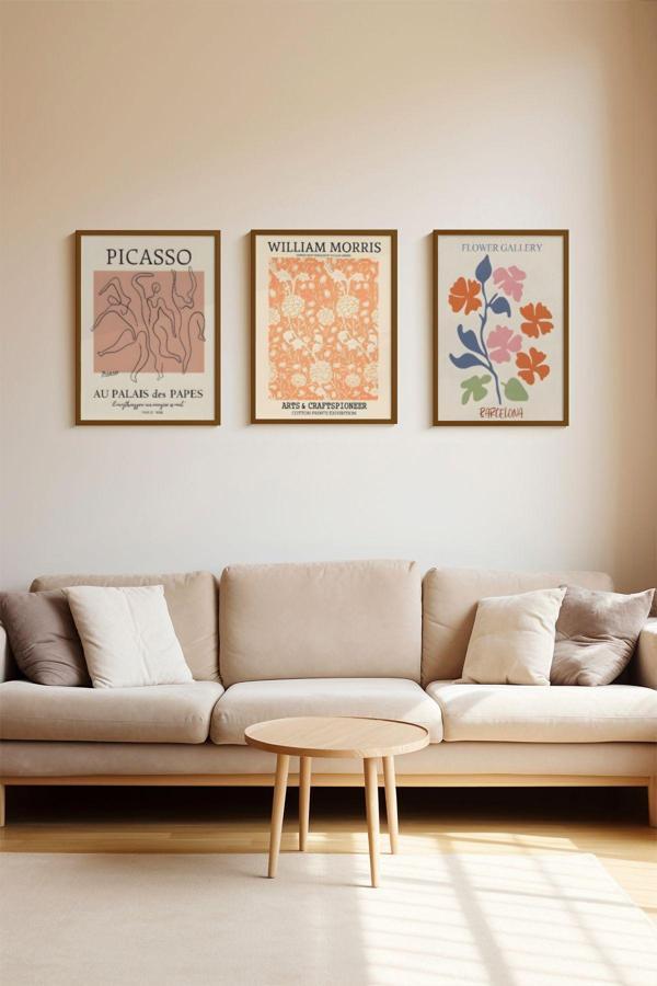 Artavessa 3 Parça Kahverengi Gerçek Ahşap Çerçeveli Tablo Seti - Model 16 - Image 1