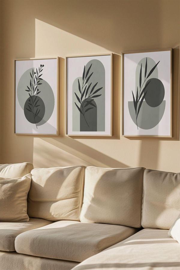 Artavessa 3 Parça Gerçek Ahşap Renkli Çerçeveli Tablo Seti - Model 36 - Image 1