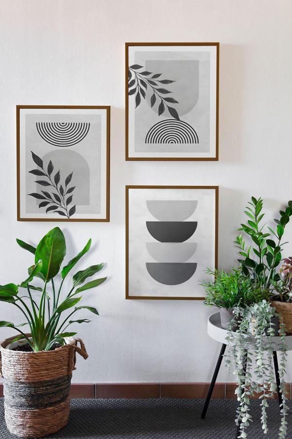 Artavessa 3 Parça Kahverengi Gerçek Ahşap Çerçeveli Tablo Seti - Model 20 - Image 1