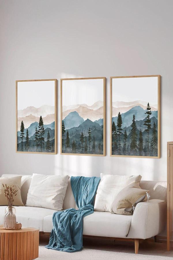 Artavessa Gerçek Ahşap Çerçeveli 3 Parça 3D Poster Tablo Seti - Ersy3Set17 - Image 1