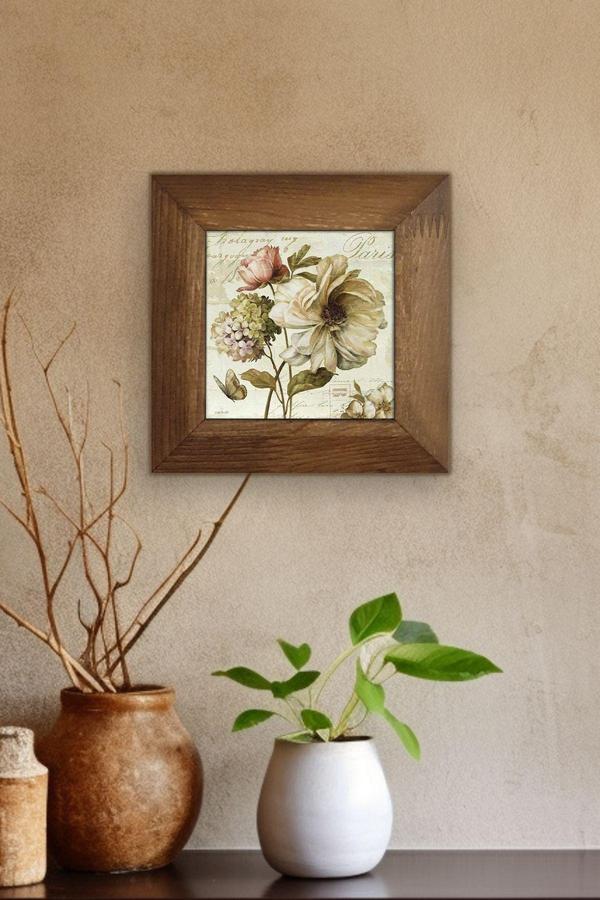 Artavessa Masif Ahşap Çerçeveli Taş Tablo Pano 15,5 X 15,5 Cm - Image 1