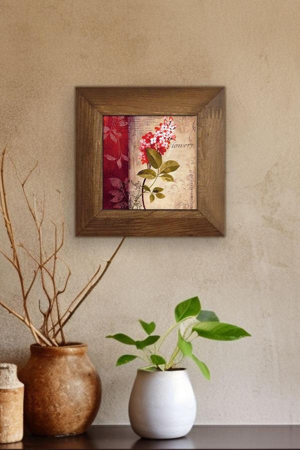 Artavessa Masif Ahşap Çerçeveli Taş Tablo Pano 15,5 X 15,5 Cm - Image 1