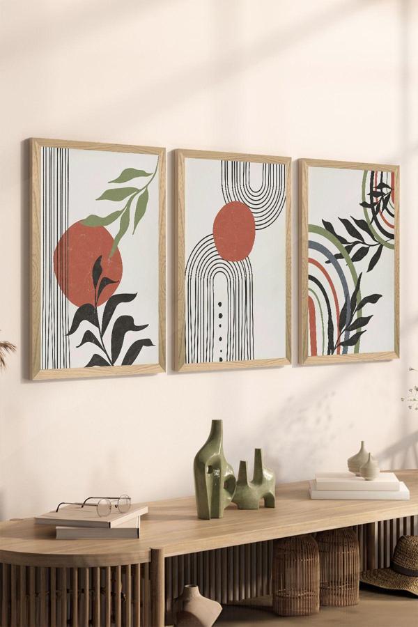 Artavessa 3 Parça Ahşap Çerçeve Görünümlü Mdf Tablo Seti - Ersycrvsz3Set22 - Image 1