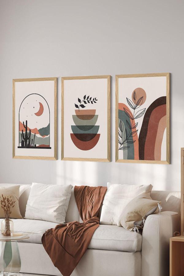 Artavessa 3 Parça Ahşap Çerçeve Görünümlü Mdf Tablo Seti - Ersycrvsz3Set9 - Image 1