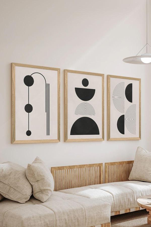 Artavessa 3 Parça Ahşap Çerçeve Görünümlü Mdf Poster Tablo Seti - Set 83 - Image 1