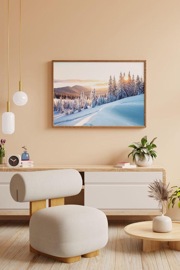 Artavessa Tek Parça Kahverengi Gerçek Ahşap Çerçeveli Tablo Seti - Model 18 - Image 1