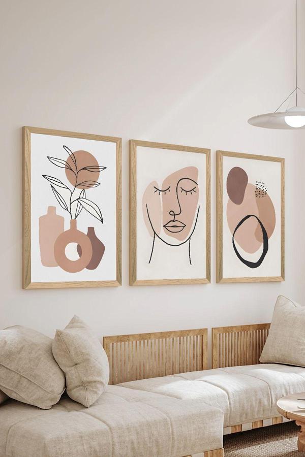 Artavessa 3 Parça Ahşap Çerçeve Görünümlü Mdf Poster Tablo Seti - Set 87 - Image 1