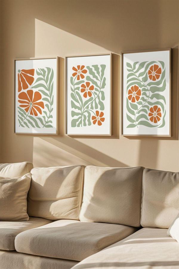 Artavessa 3 Parça Gerçek Ahşap Renkli Çerçeveli Tablo Seti - Model 9 - Image 1