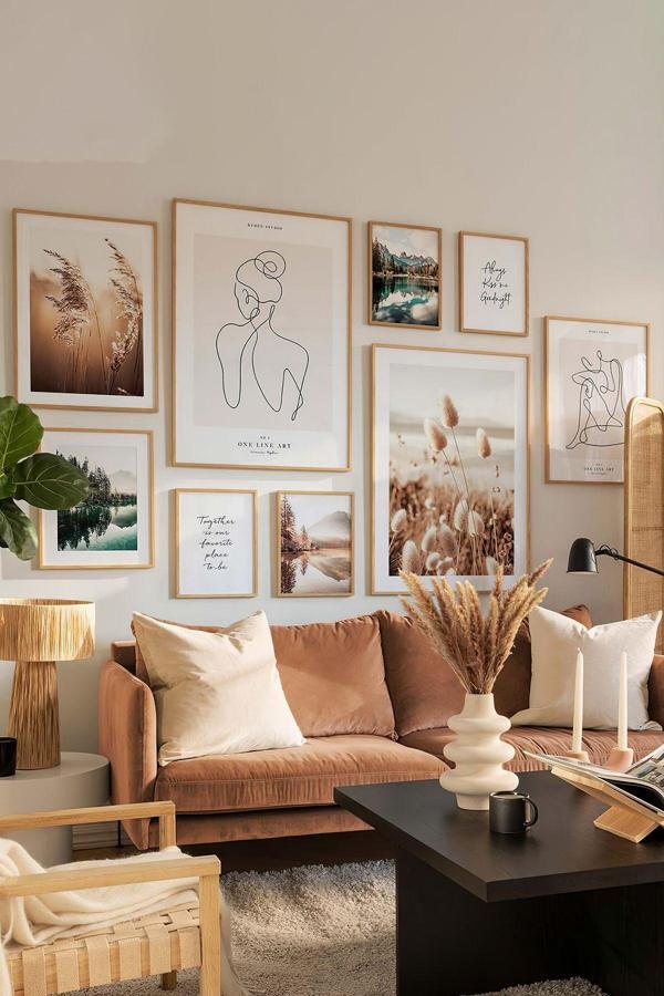Artavessa 9 Parça Ahşap Çerçeve Görünümlü Mdf Tablo Seti - Image 1